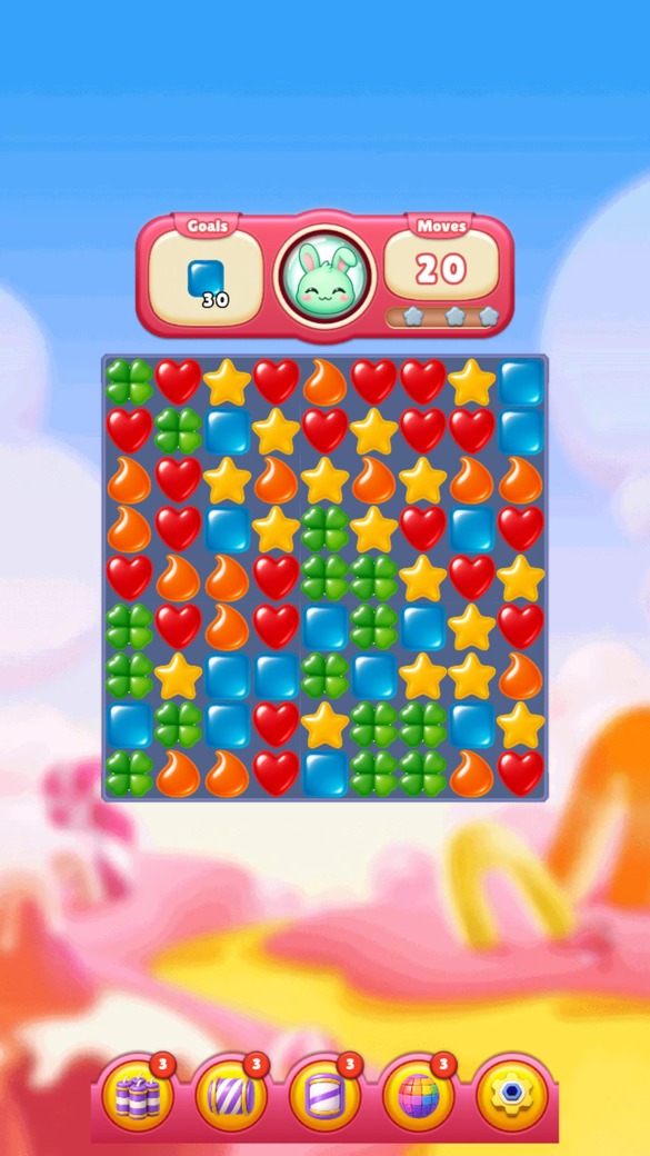 Sweet Pop Match — current gameplay with plump candies and difficulty badge — tap to play